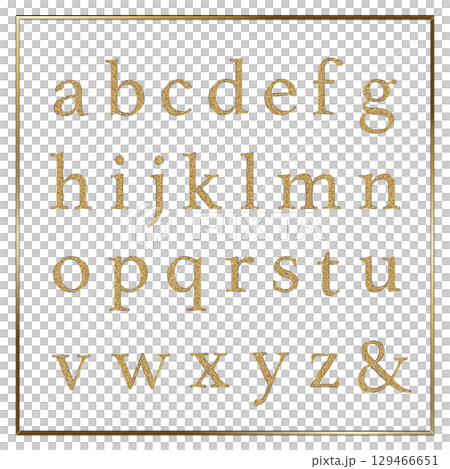 Gold glitter alphabet lowercase Gold glitter alphabet lowercase 129466651