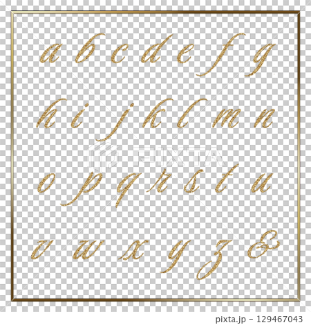 Gold glitter alphabet lowercase 129467043
