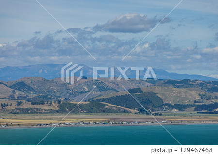 ニュージーランド ホークスベイ地方のネイピアにあるブラフ・ヒル・ルックアウトから見える風景 ニュージーランド ホークスベイ地方のネイピアにあるブラフ・ヒル・ルックアウトから見える風景 129467468