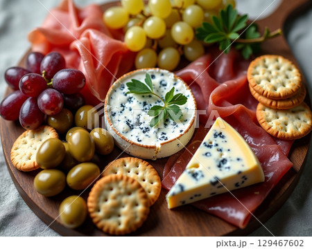 Artistic Close Up Food Still Life Charcuterie Board Gourmet Arrangement 129467602