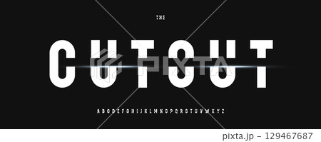 Tall bold cutout alphabet, narrow geometric sans serif letters, cyber tech font for sharp sport modern logo, striking headline, futuristic robot typography, digital typographic design.Vector typeset. Tall bold cutout alphabet, narrow geometric sans serif letters, cyber tech font for sharp sport modern logo, striking headline, futuristic robot typography, digital typographic design.Vector typeset. 129467687