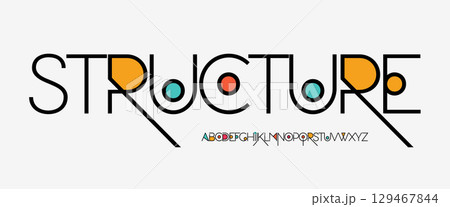 Colorful geometric line logo font alphabet, abstract sans serif artistic geometry typography for game, youth headline, creative pop design, futuristic graphic art. Vector typeset Colorful geometric line logo font alphabet, abstract sans serif artistic geometry typography for game, youth headline, creative pop design, futuristic graphic art. Vector typeset 129467844