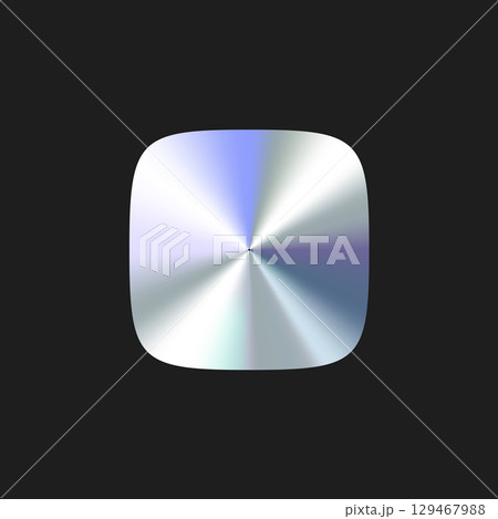 Glossy Chrome Gradient Rounded Square Shape Sale Tag, Premium Label, Discount Badge or Original Product Sticker. Iridescent Holographic Emblem for Promot and Packaging Design. Vector Illustration Glossy Chrome Gradient Rounded Square Shape Sale Tag, Premium Label, Discount Badge or Original Product Sticker. Iridescent Holographic Emblem for Promot and Packaging Design. Vector Illustration 129467988