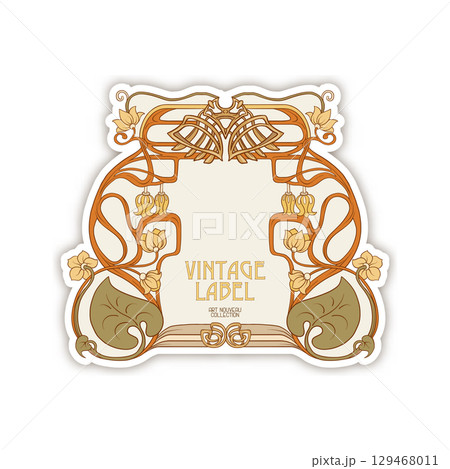Decorative flowers and leaves in art nouveau style 129468011