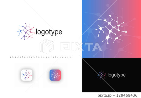 Abstract neural network logo, representing artificial intelligence, technology, and data connection. Ideal for AI companies, biotech, and digital startups. Modern vector logo Abstract neural network logo, representing artificial intelligence, technology, and data connection. Ideal for AI companies, biotech, and digital startups. Modern vector logo 129468436