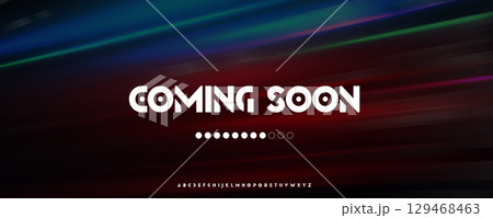 Bold Coming Soon Text on Futuristic Gradient Background with Modern Geometric Font, Ideal for Web Launches, Tech Startups, or Game Intros. Vector Illustration Bold Coming Soon Text on Futuristic Gradient Background with Modern Geometric Font, Ideal for Web Launches, Tech Startups, or Game Intros. Vector Illustration 129468463