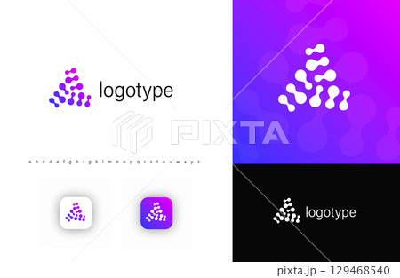 Abstract microorganism log, triangular fusion structure, symbolizing bacteria, viruses, microbiological research. Ideal for vaccine development, biotech, medical research. Vector logo 129468540