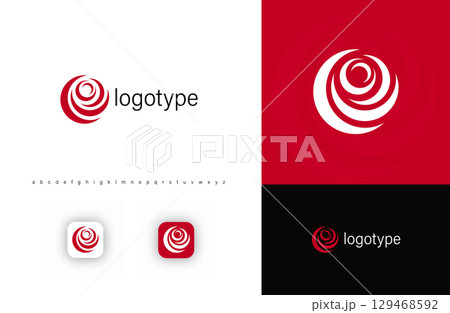 Stylized red rose logo with layered petals symbolizing beauty, elegance, romance. Represents luxury, floral design, boutique branding. Suitable for beauty, fashion, florists, wedding. Vector logo Stylized red rose logo with layered petals symbolizing beauty, elegance, romance. Represents luxury, floral design, boutique branding. Suitable for beauty, fashion, florists, wedding. Vector logo 129468592
