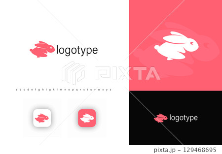 Minimalist jumping rabbit logo, symbolizing...のイラスト素材 [129468695] - PIXTA