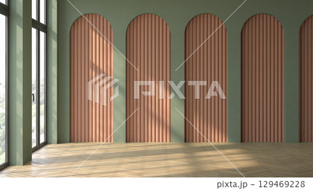 Empty interior room Memphis style 3d illustration Empty interior room Memphis style 3d illustration 129469228
