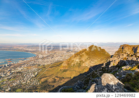 View on Cape Town city from Table mountain. South Africa urban scene, cityscape View on Cape Town city from Table mountain. South Africa urban scene, cityscape 129469982