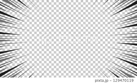 Concentrated line background, manga expression, frame, grayscale 129470119