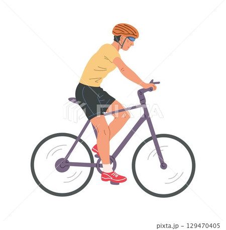 Male Cyclist in Helmet Riding Sports Bicycle Male Cyclist in Helmet Riding Sports Bicycle 129470405