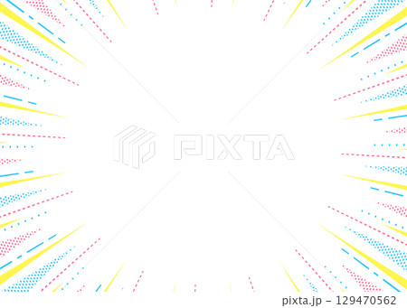 柄入りの集中線、背景フレーム、ポップなデザイン 柄入りの集中線、背景フレーム、ポップなデザイン 129470562