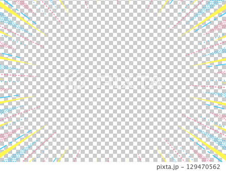 柄入りの集中線、背景フレーム、ポップなデザイン 柄入りの集中線、背景フレーム、ポップなデザイン 129470562