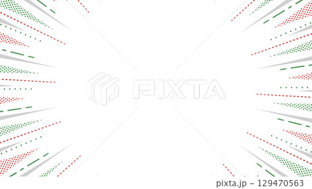 柄入りの集中線、背景フレーム、ポップなデザイン、クリスマスカラー 柄入りの集中線、背景フレーム、ポップなデザイン、クリスマスカラー 129470563