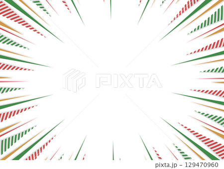 柄入りの集中線、背景フレーム、ポップなデザイン、クリスマスカラー 柄入りの集中線、背景フレーム、ポップなデザイン、クリスマスカラー 129470960