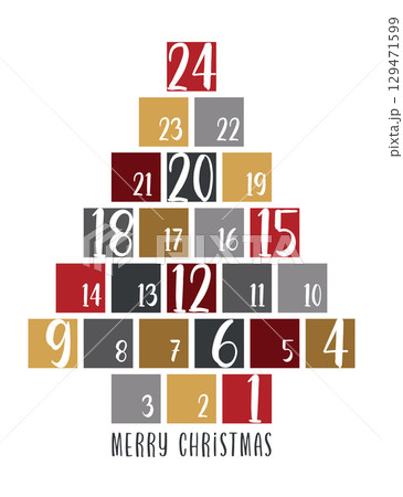colorful advent calendar in form of fir tree 24 christmas gifts vector illustration colorful advent calendar in form of fir tree 24 christmas gifts vector illustration 129471599