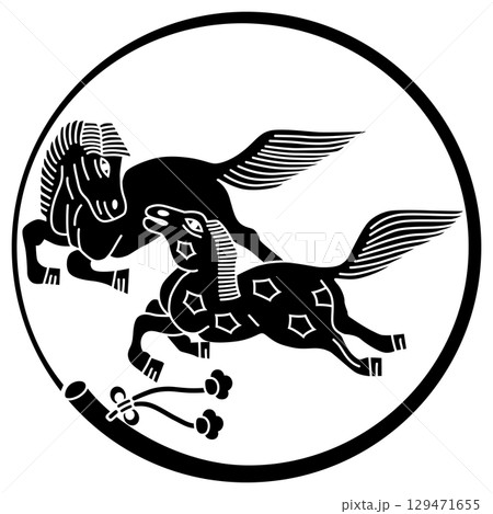 家紋です。二頭走り馬と言います。 家紋です。二頭走り馬と言います。 129471655