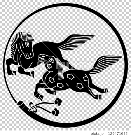 家紋です。二頭走り馬と言います。 家紋です。二頭走り馬と言います。 129471655