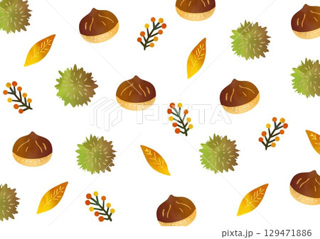 秋の栗のフレームイラスト背景 129471886