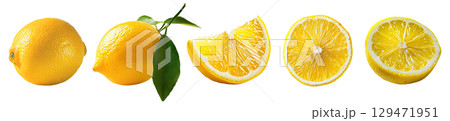 Whole and sliced lemons 129471951