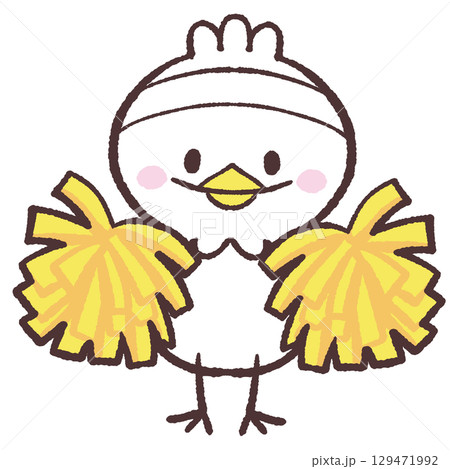 チアの恰好した白い鳥のイラスト 129471992