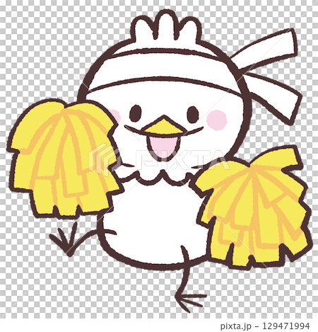 一隻白鳥在啦啦隊中歡呼的插圖 129471994