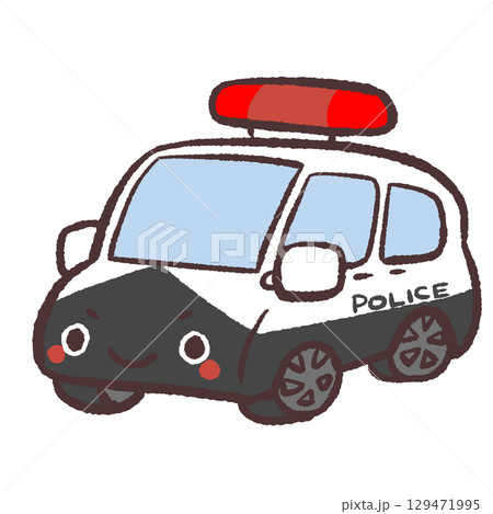 可愛いパトカー斜めのイラスト 可愛いパトカー斜めのイラスト 129471995