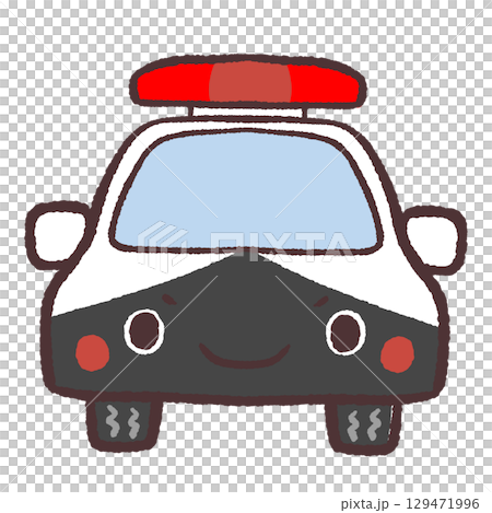 可愛いパトカー正面のイラスト 129471996