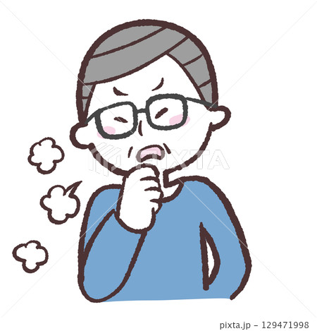 咳をするシニア男性のイラスト 129471998