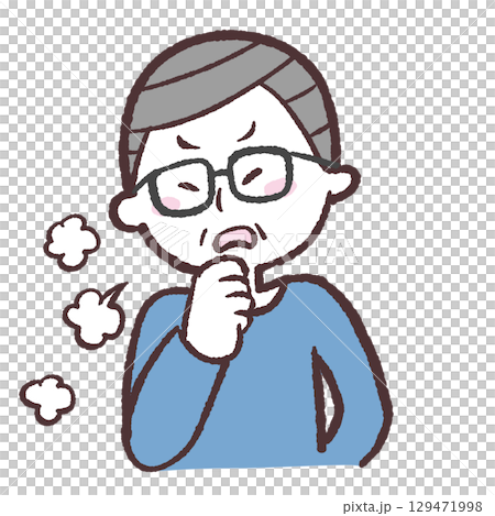 咳をするシニア男性のイラスト 129471998