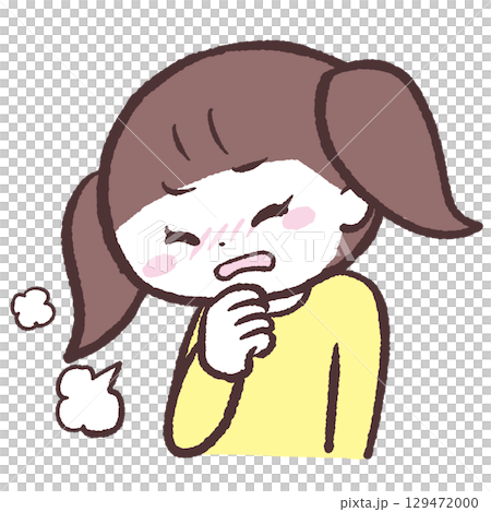 Illustration of a girl coughing 129472000
