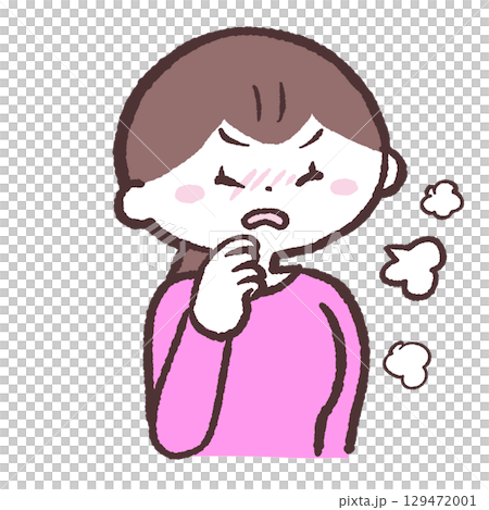 Illustration of a woman who coughs 129472001