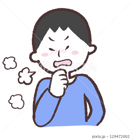 咳をする男性のイラスト 咳をする男性のイラスト 129472002