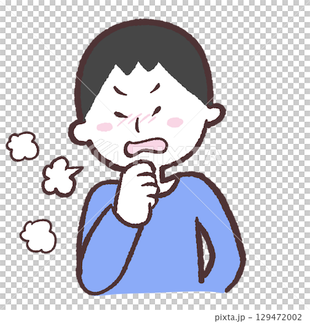 一個男人咳嗽的插圖 129472002