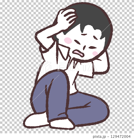 一名男學生拿著東西的插圖 129472004