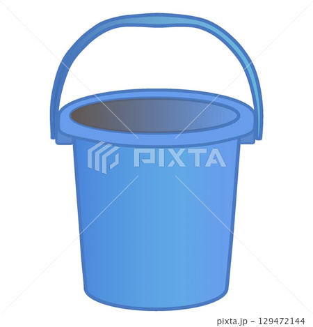 青いプラスチックのバケツのイラスト 129472144