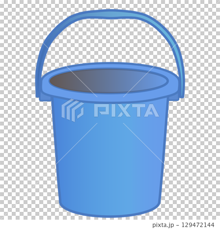 青いプラスチックのバケツのイラスト 129472144