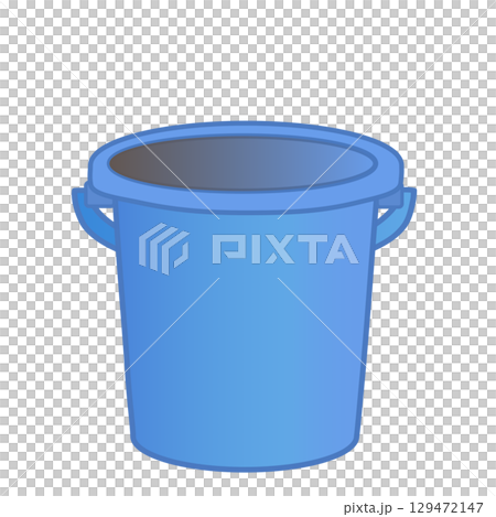 青いプラスチックのバケツのイラスト 129472147