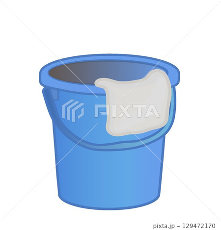 青いプラスチックのバケツのイラスト 129472170