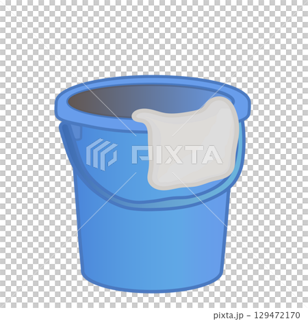 青いプラスチックのバケツのイラスト 129472170