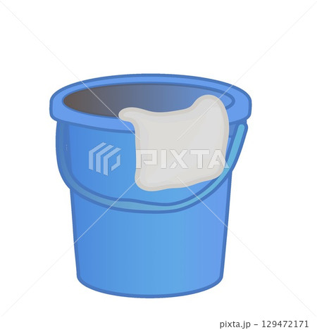 青いプラスチックのバケツのイラスト 129472171