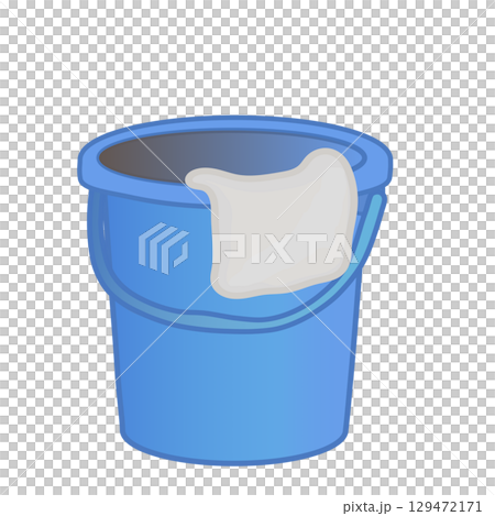 藍色塑膠桶的插圖 129472171