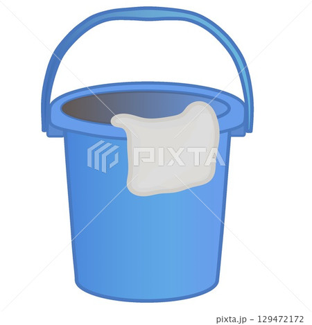 青いプラスチックのバケツのイラスト 129472172