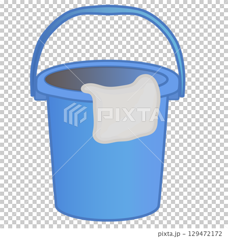 青いプラスチックのバケツのイラスト 129472172