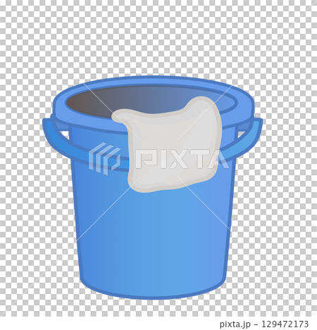 青いプラスチックのバケツのイラスト 129472173