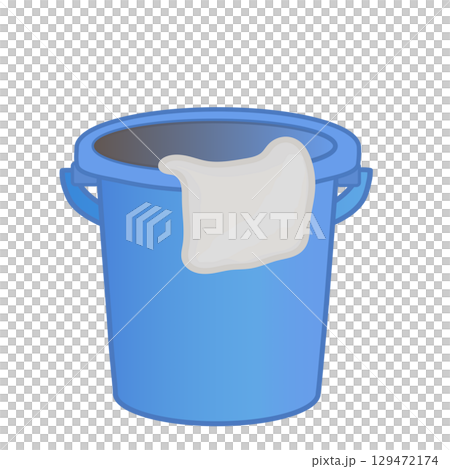 Illustration of a blue plastic bucket 129472174