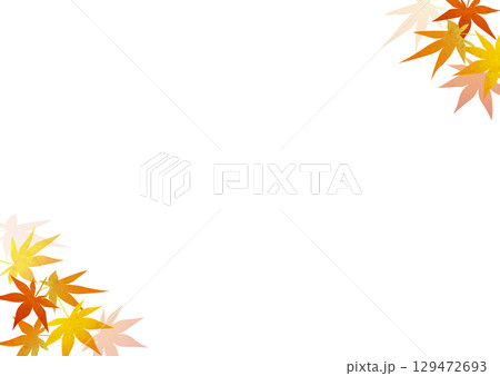 水彩の秋のもみじフレームイラスト 水彩の秋のもみじフレームイラスト 129472693