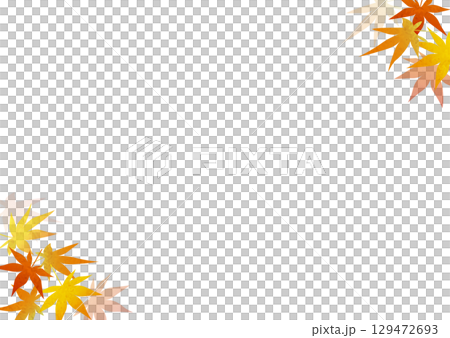 水彩の秋のもみじフレームイラスト 水彩の秋のもみじフレームイラスト 129472693